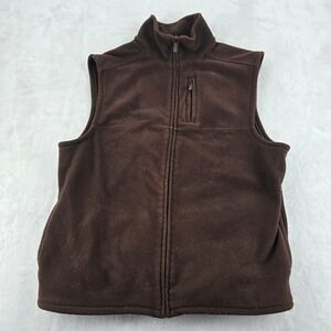 Roundtree & Yorke Vest Womens L Vest Brown Fleece Full Zip Sleeveless Jacket